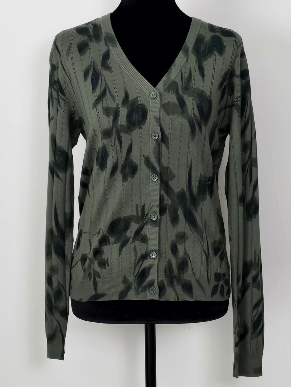 Daniel Rainn Olive Green V-Neck Button Front Cardigan
